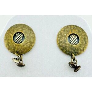 Vintage Marjorie Baer SF Brutalist Mixed Metal Post Earrings Artisan Modernist